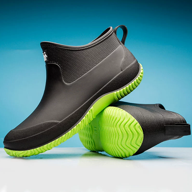 レインブーツメンズウォームプラスベルベットショートチューブレインブーツキッチンノンスリップシューズロートップ屋外洗車防水靴工場直販