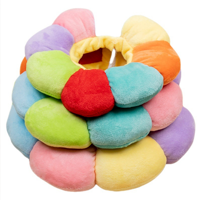 新しい太陽の花のエリザベスリングの柔らかい萌え犬のペットの綿の頭のカバーの猫のエリザベスリングは首のカバーの猫の首輪を舐めることを防ぎます。