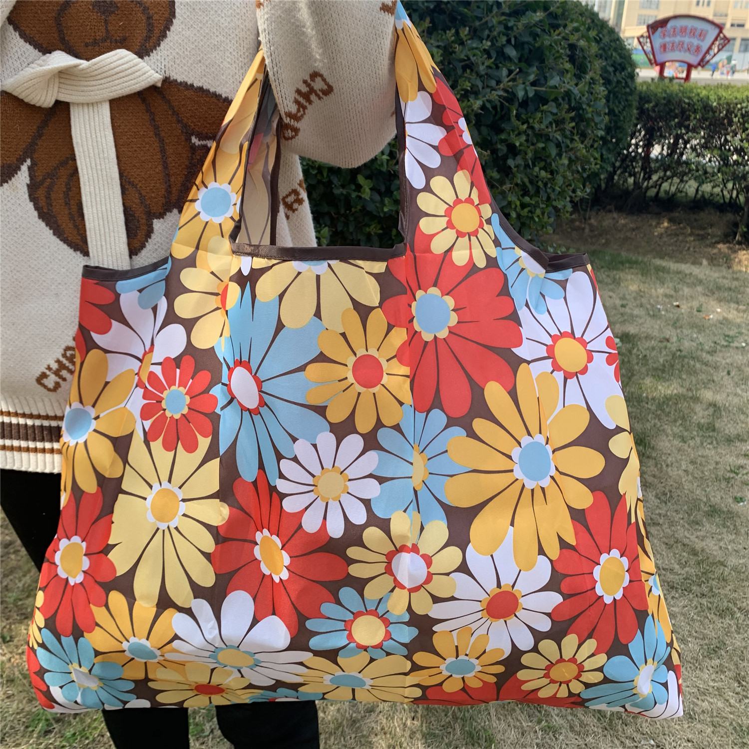 スポット新商品日本エコバッグ折りたたみショッピングバッグクロスボーダー折りたたみ可能ファッションクリエイティブシングル肩スーパーショッピングバッグ